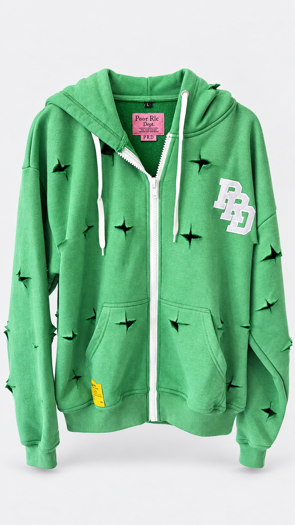Emerald Distressed Zip Hoodie