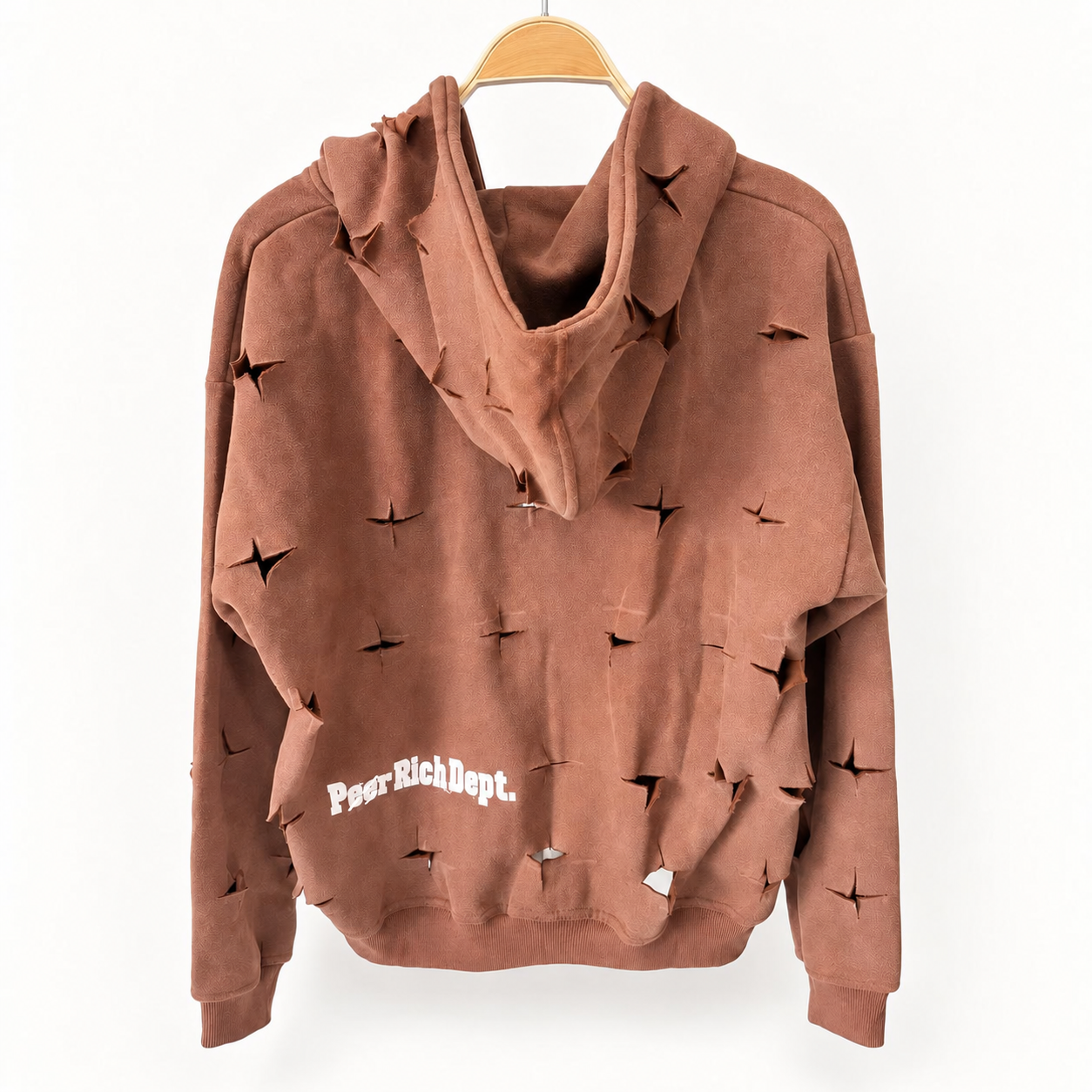 Smoky Quartz Distressed Zip Hoodie